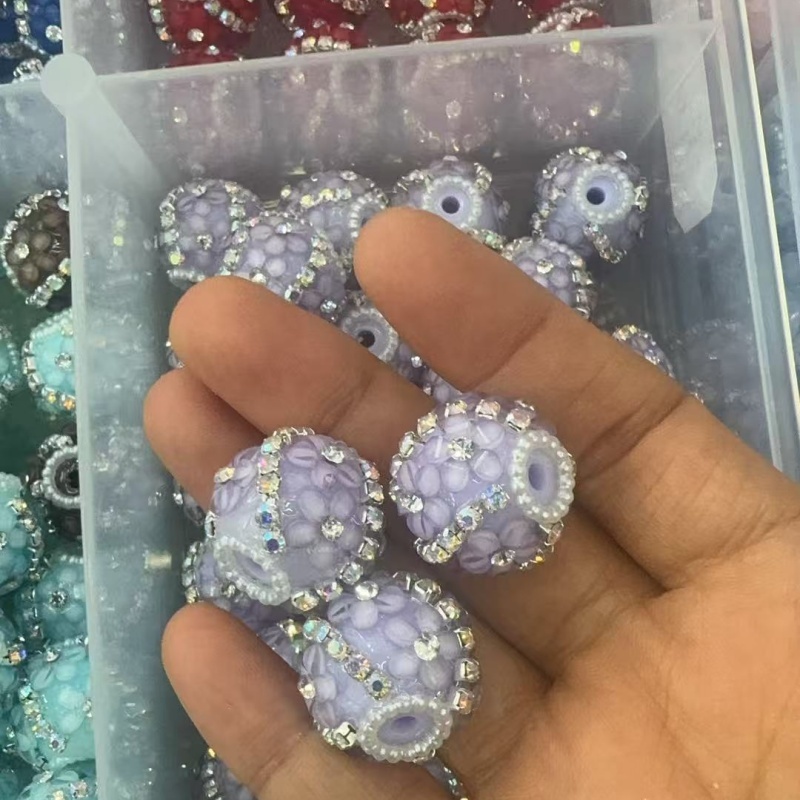Sparkly Rhinestone-Edged Rose Beads | Shiny Resin Charms for Custom Pens & Accessories