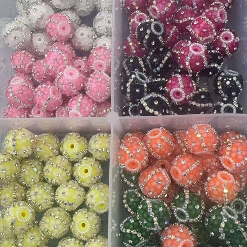 Sparkly Rhinestone-Edged Rose Beads | Shiny Resin Charms for Custom Pens & Accessories