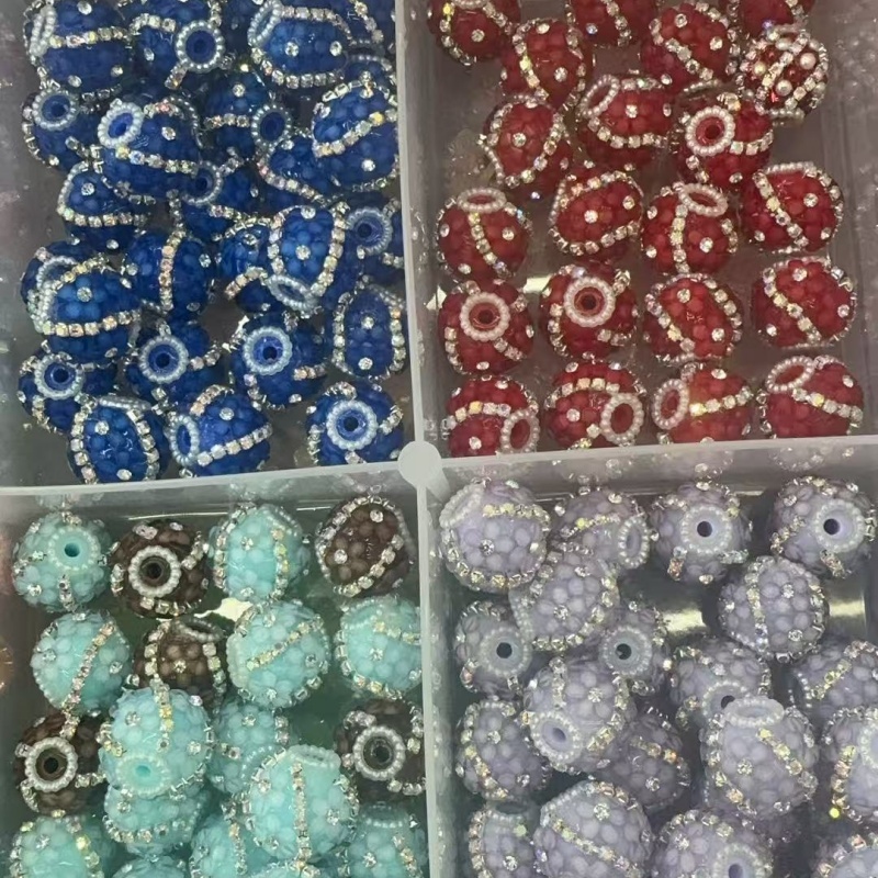 Sparkly Rhinestone-Edged Rose Beads | Shiny Resin Charms for Custom Pens & Accessories