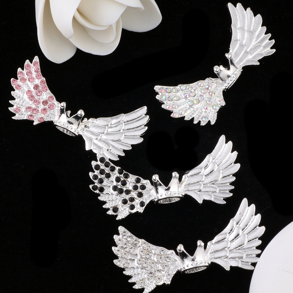 Alloy Angel Wing & Crown Spacer Beads, Large Hole Eyelet Beads for DIY Phone Chain Keychain Bag Chain Jewelry Making