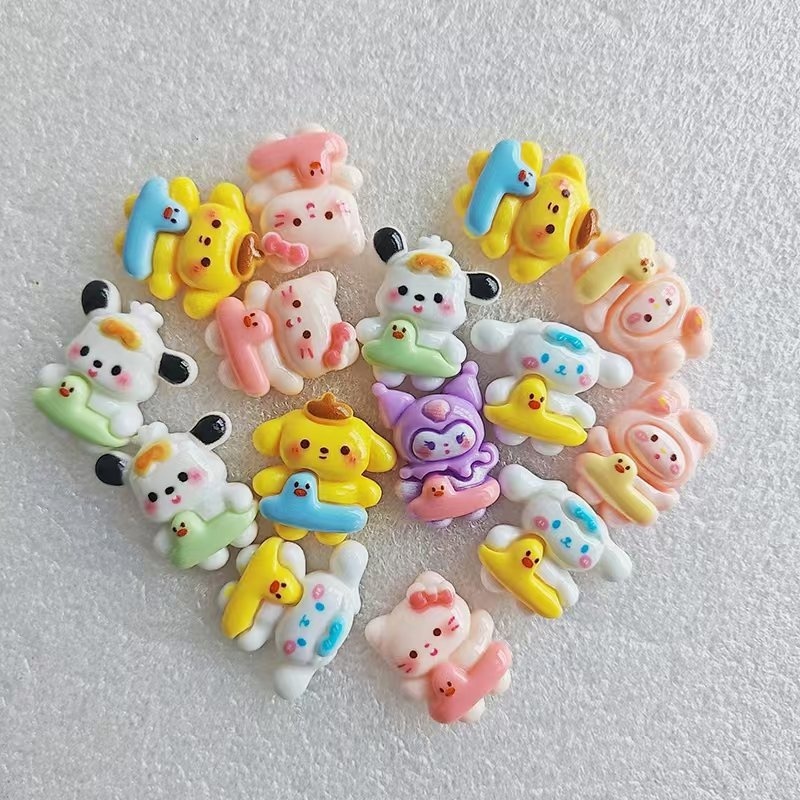 Sanrio Cartoon Glossy Resin Charms DIY Phone Case Cream Glog Hole Shoe Decor Accessories