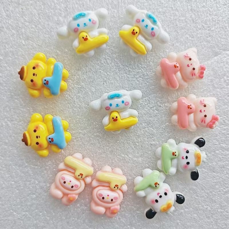 Sanrio Cartoon Glossy Resin Charms DIY Phone Case Cream Glog Hole Shoe Decor Accessories