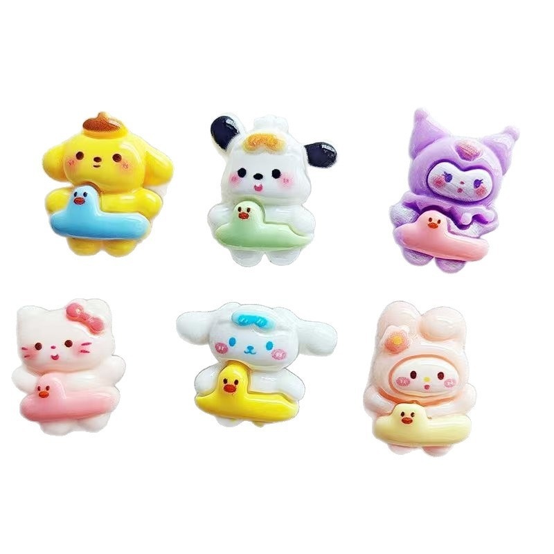 Sanrio Cartoon Glossy Resin Charms DIY Phone Case Cream Glog Hole Shoe Decor Accessories