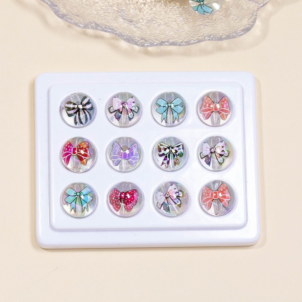Cute Printed Bow Loose Beads DIY Phone Chain Keychain Pen Bracelet Necklace Pendant Accessories