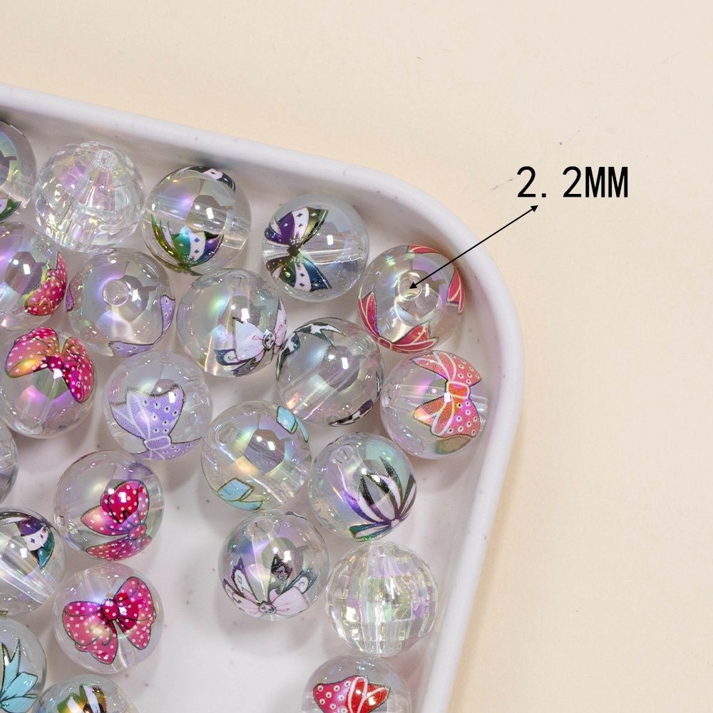 Cute Printed Bow Loose Beads DIY Phone Chain Keychain Pen Bracelet Necklace Pendant Accessories