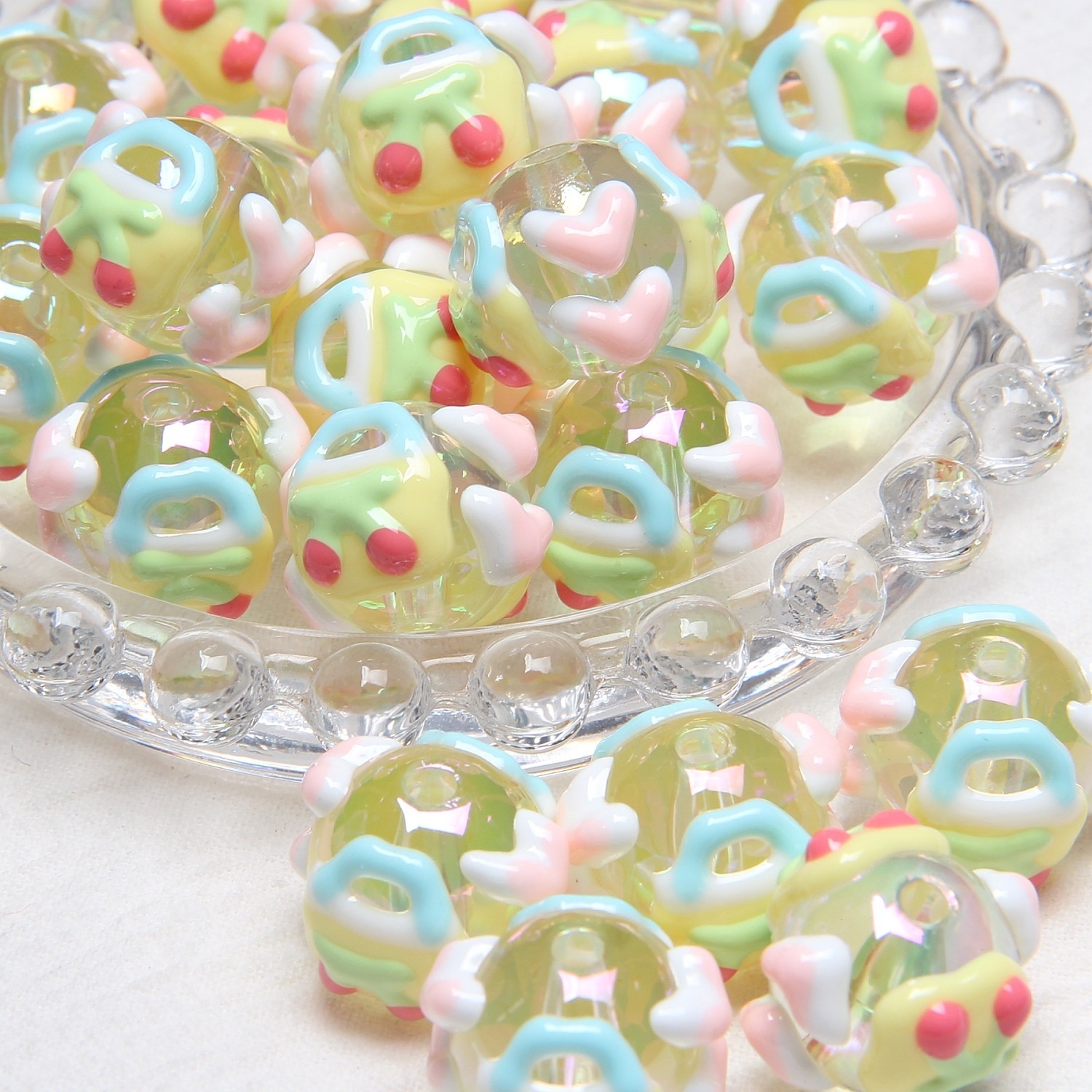 Hand Painted Cartoon Duck Chick Loose Beads DIY Bracelet Phone Chain Bag Strap Accessories