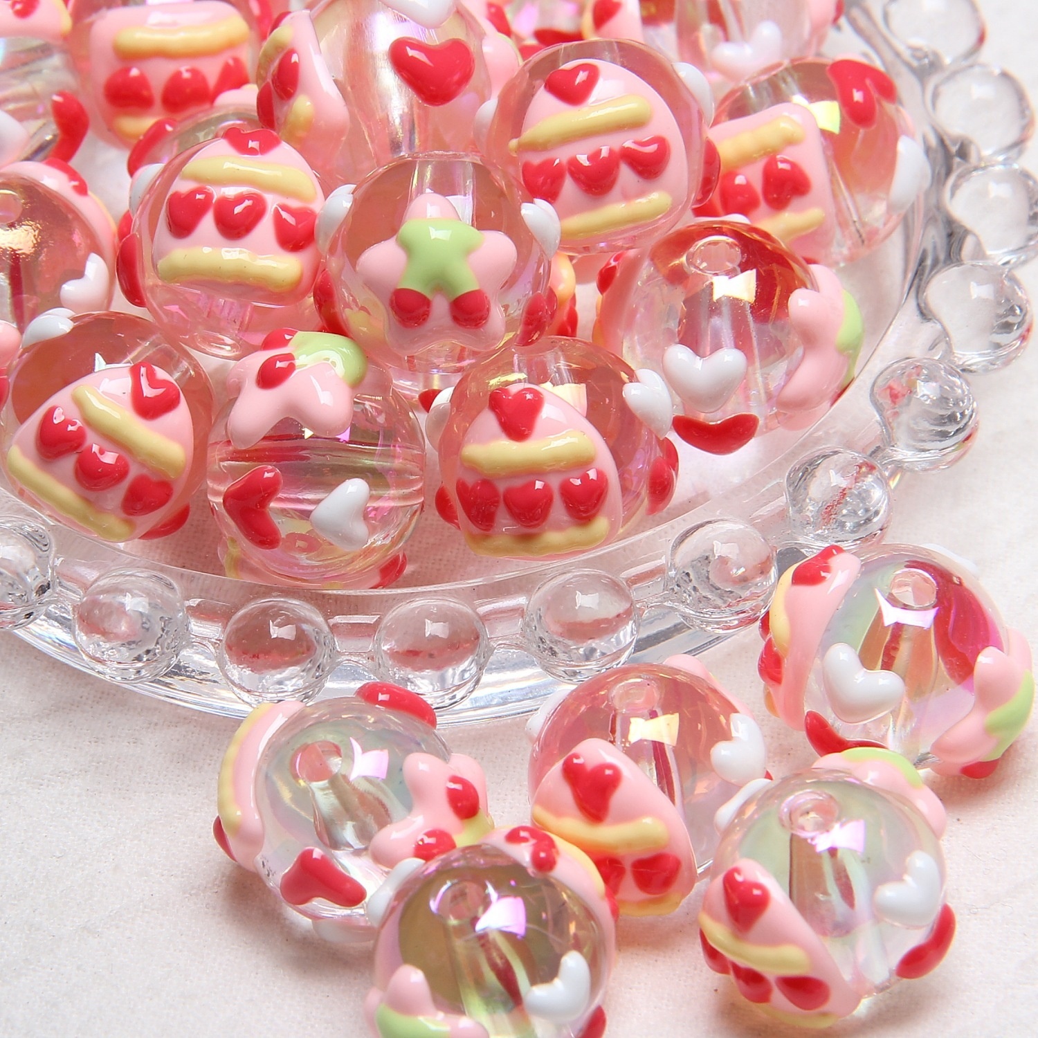 Hand Painted Cartoon Duck Chick Loose Beads DIY Bracelet Phone Chain Bag Strap Accessories