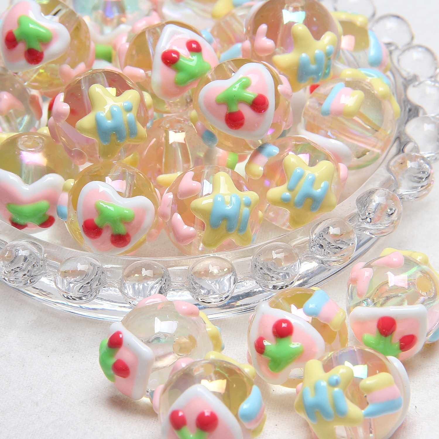Hand Painted Cartoon Duck Chick Loose Beads DIY Bracelet Phone Chain Bag Strap Accessories
