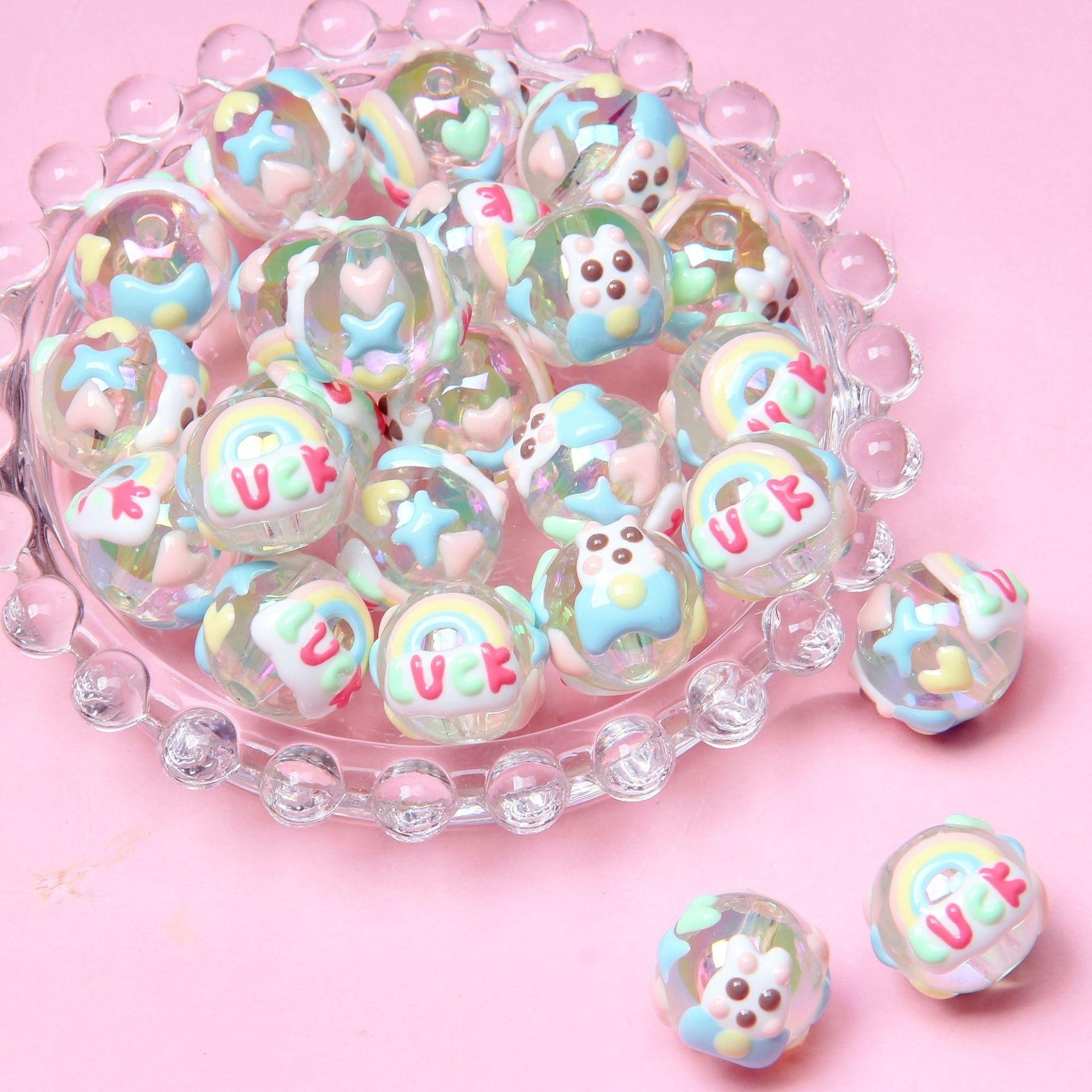 Hand Painted Cartoon Duck Chick Loose Beads DIY Bracelet Phone Chain Bag Strap Accessories