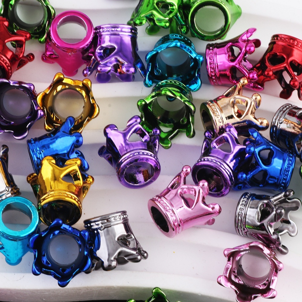 Crown Spacer Beads for DIY Jewelry Making, Polymer Clay Rhinestone Crown Beads for Bracelet Necklace Craft