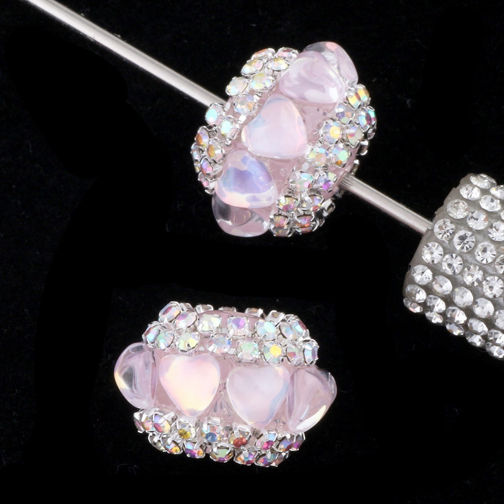 Crystal Heart Spacer Beads for DIY Jewelry Making, Sparkling Heart Beads for Phone Chain Keychain Bracelet Crafts