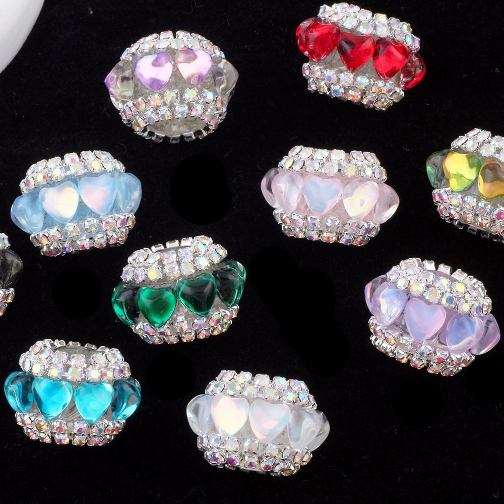Crystal Heart Spacer Beads for DIY Jewelry Making, Sparkling Heart Beads for Phone Chain Keychain Bracelet Crafts