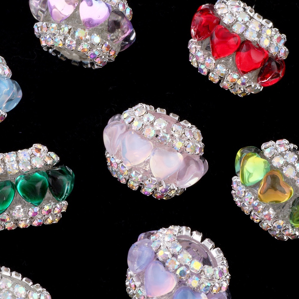 Crystal Heart Spacer Beads for DIY Jewelry Making, Sparkling Heart Beads for Phone Chain Keychain Bracelet Crafts