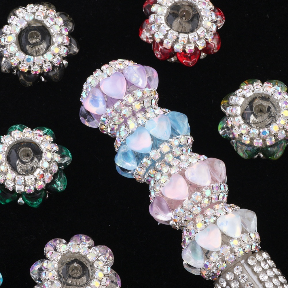 Crystal Heart Spacer Beads for DIY Jewelry Making, Sparkling Heart Beads for Phone Chain Keychain Bracelet Crafts
