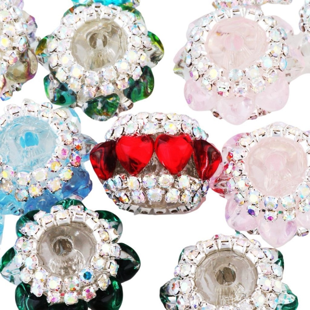 Crystal Heart Spacer Beads for DIY Jewelry Making, Sparkling Heart Beads for Phone Chain Keychain Bracelet Crafts