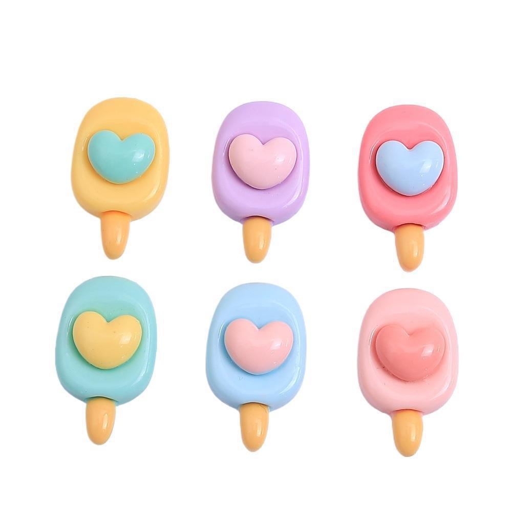 Colorful Heart Ice Cream Cartoon Resin Charms DIY Jewelry Accessories Cream Glue Craft Supplies Hair Clip Making Kit