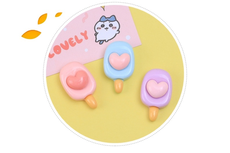 Colorful Heart Ice Cream Cartoon Resin Charms DIY Jewelry Accessories Cream Glue Craft Supplies Hair Clip Making Kit