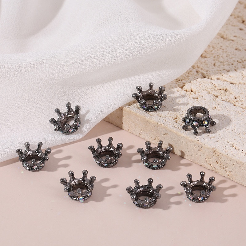 Mini Crown Spacer Beads for DIY Jewelry Making, Tiny Rhinestone Crown Beads for Phone Chain Keychain Bracelet