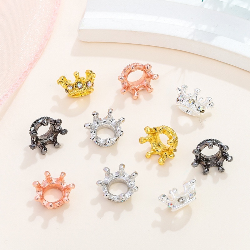 Mini Crown Spacer Beads for DIY Jewelry Making, Tiny Rhinestone Crown Beads for Phone Chain Keychain Bracelet