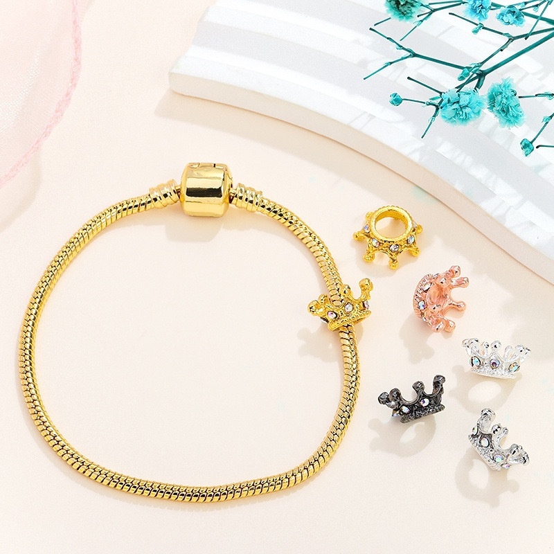 Mini Crown Spacer Beads for DIY Jewelry Making, Tiny Rhinestone Crown Beads for Phone Chain Keychain Bracelet