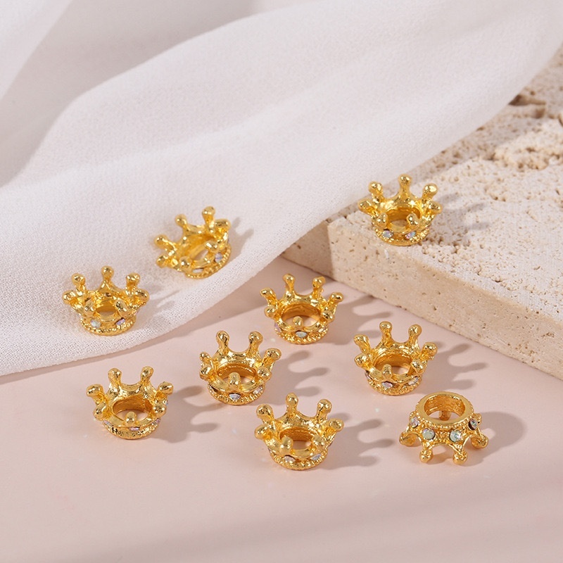 Mini Crown Spacer Beads for DIY Jewelry Making, Tiny Rhinestone Crown Beads for Phone Chain Keychain Bracelet