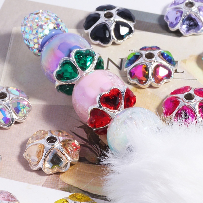Rhinestone Flower Bead Caps for DIY Jewelry Making, Sparkling Floral Spacers for Phone Chain Keychain Bracelet Crafts