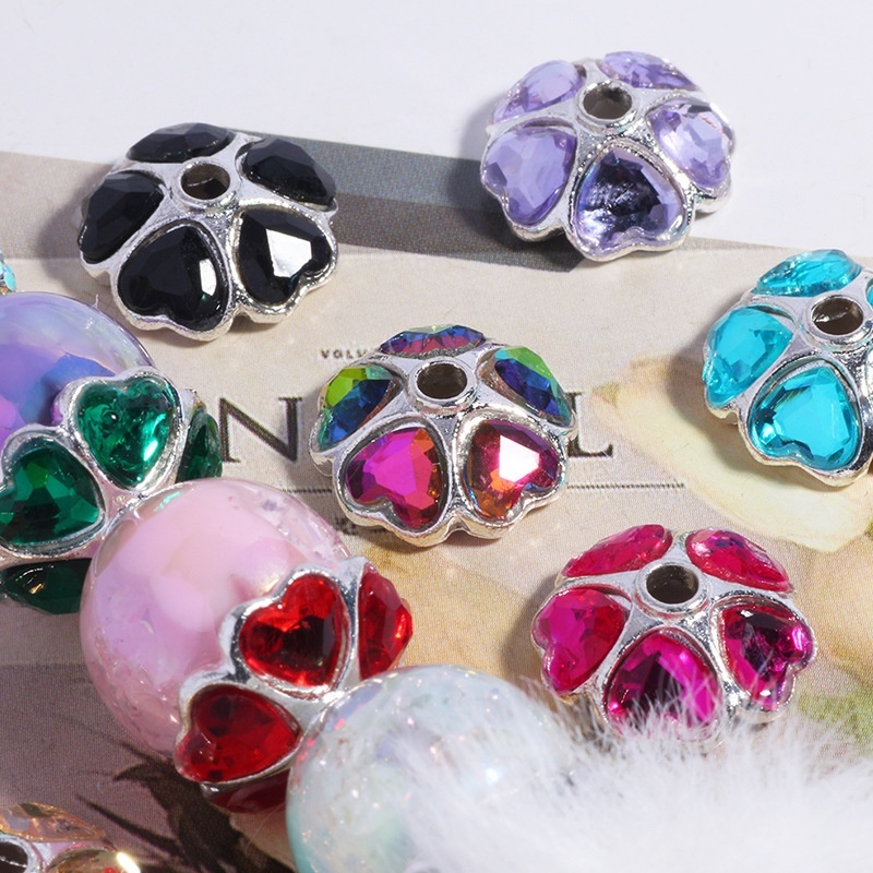 Rhinestone Flower Bead Caps for DIY Jewelry Making, Sparkling Floral Spacers for Phone Chain Keychain Bracelet Crafts