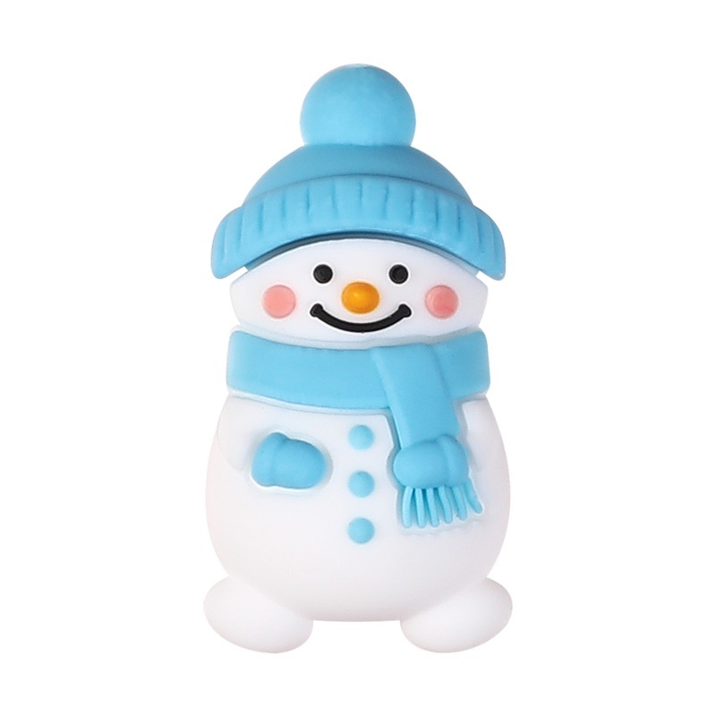 Winter New 3D Silicone Beads Cartoon Penguin Snowman Straight Hole Beads Christmas Pen Accessories