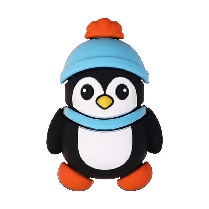 Winter New 3D Silicone Beads Cartoon Penguin Snowman Straight Hole Beads Christmas Pen Accessories
