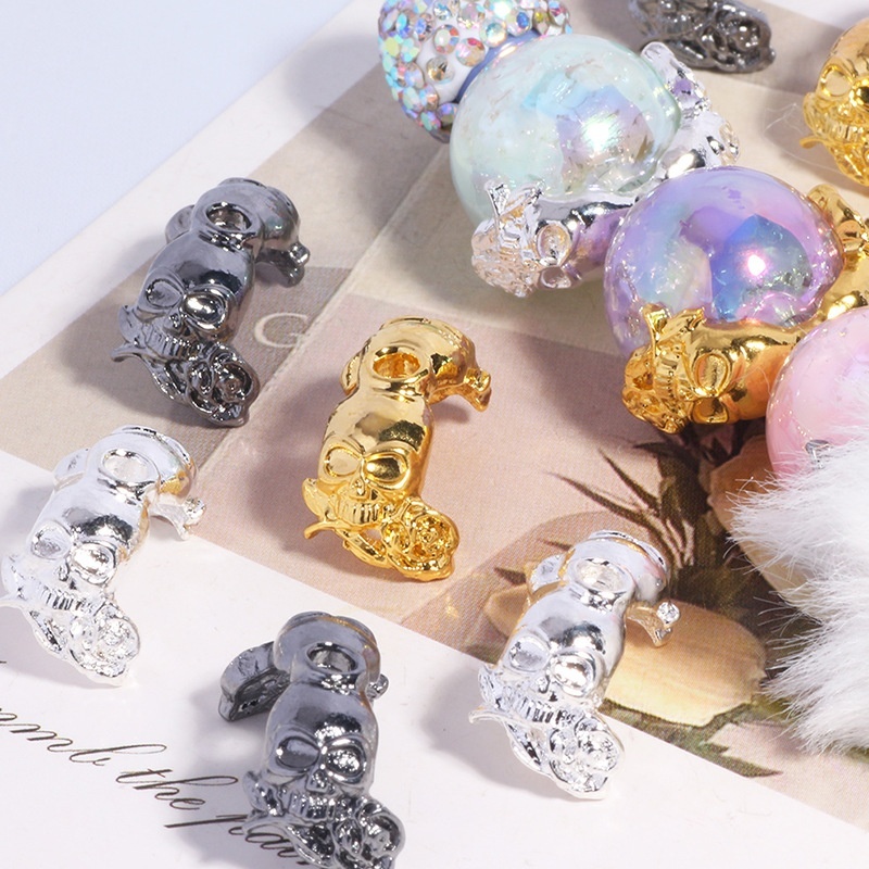 Skull Bead Caps for DIY Jewelry Making, Punk Style Skull Spacers for Phone Chain Keychain Bracelet Crafts