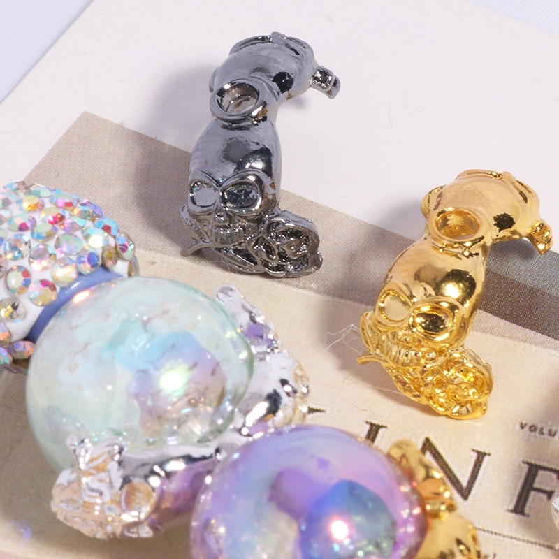 Skull Bead Caps for DIY Jewelry Making, Punk Style Skull Spacers for Phone Chain Keychain Bracelet Crafts