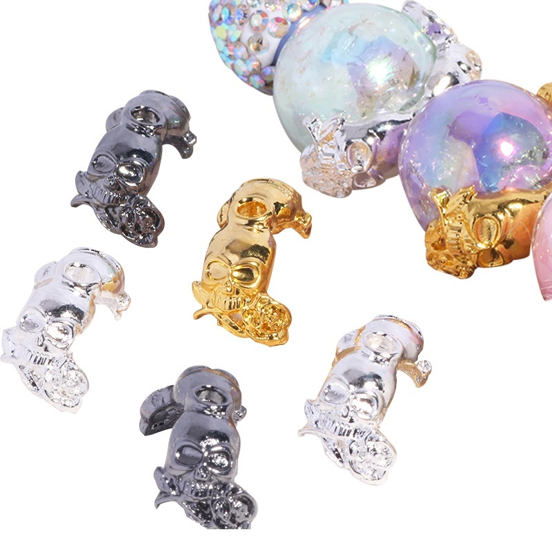 Skull Bead Caps for DIY Jewelry Making, Punk Style Skull Spacers for Phone Chain Keychain Bracelet Crafts