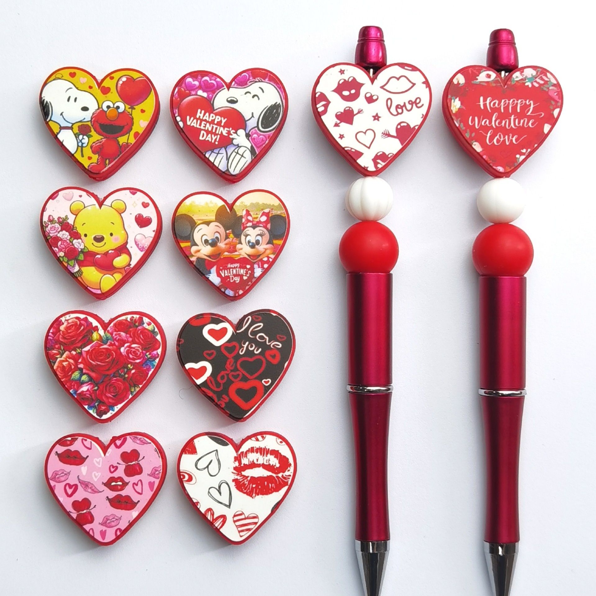 Printed 3D Heart Shaped Silicone Beads DIY Beading Pen Jewelry Making Accessories