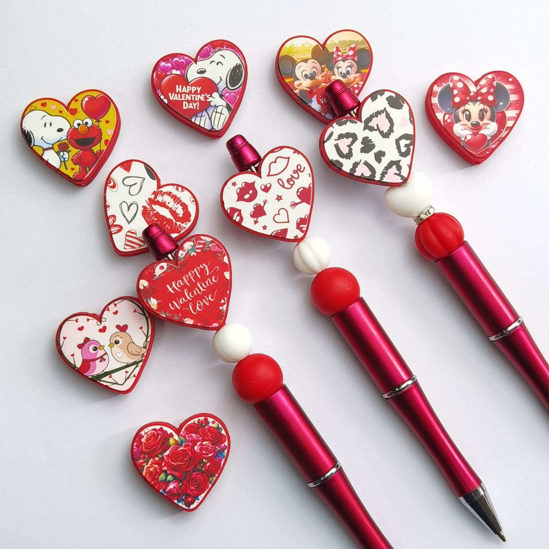 Printed 3D Heart Shaped Silicone Beads DIY Beading Pen Jewelry Making Accessories