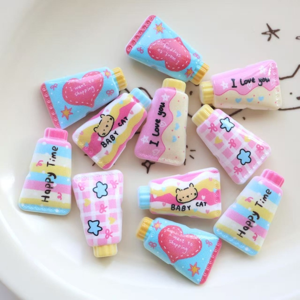 Cartoon Printed Toothpaste Straight Hole Beads Cute Ins Style Cat Heart DIY Beading Phone Chain Bag Charm Supplies