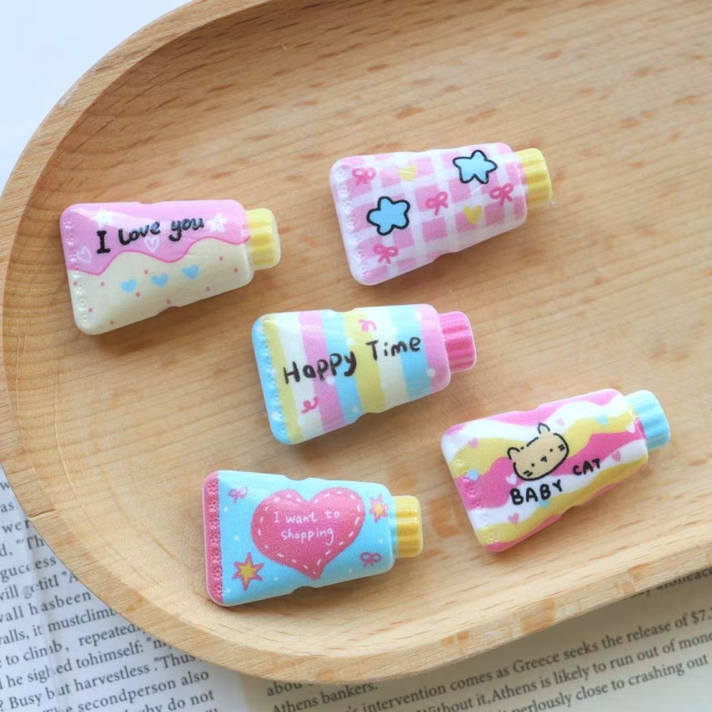 Cartoon Printed Toothpaste Straight Hole Beads Cute Ins Style Cat Heart DIY Beading Phone Chain Bag Charm Supplies