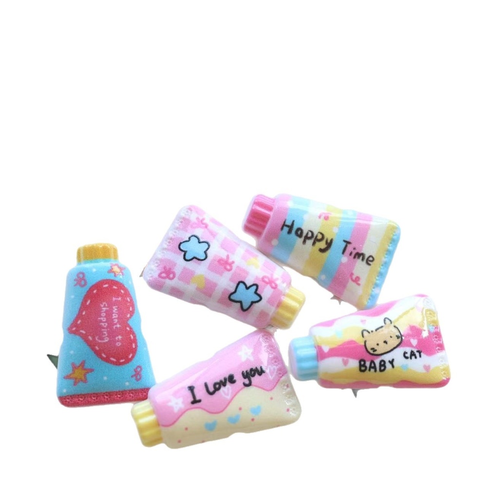 Cartoon Printed Toothpaste Straight Hole Beads Cute Ins Style Cat Heart DIY Beading Phone Chain Bag Charm Supplies