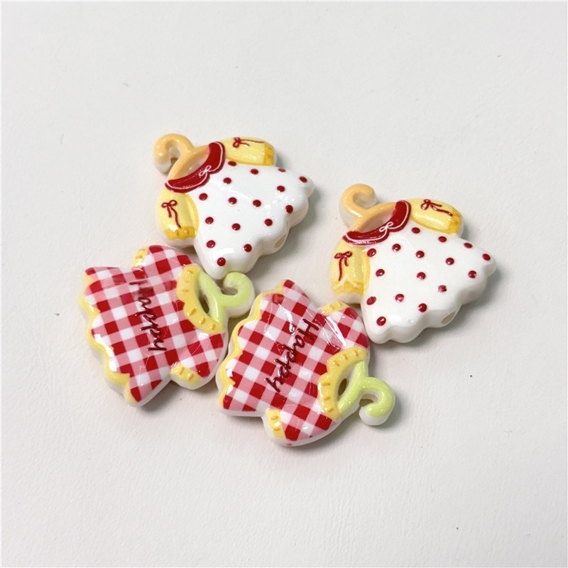 Through-hole Beads with Strawberry Print Hanger & Princess Dress Patterns DIY Beaded Pen Phone Key Bag Chain Jewelry Supplies