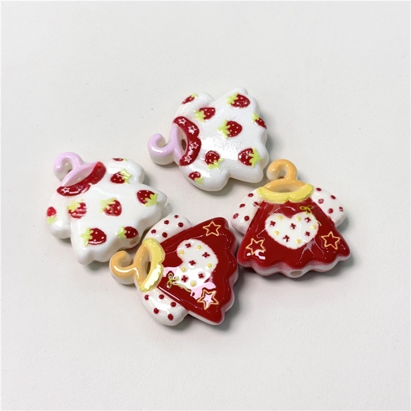 Through-hole Beads with Strawberry Print Hanger & Princess Dress Patterns DIY Beaded Pen Phone Key Bag Chain Jewelry Supplies