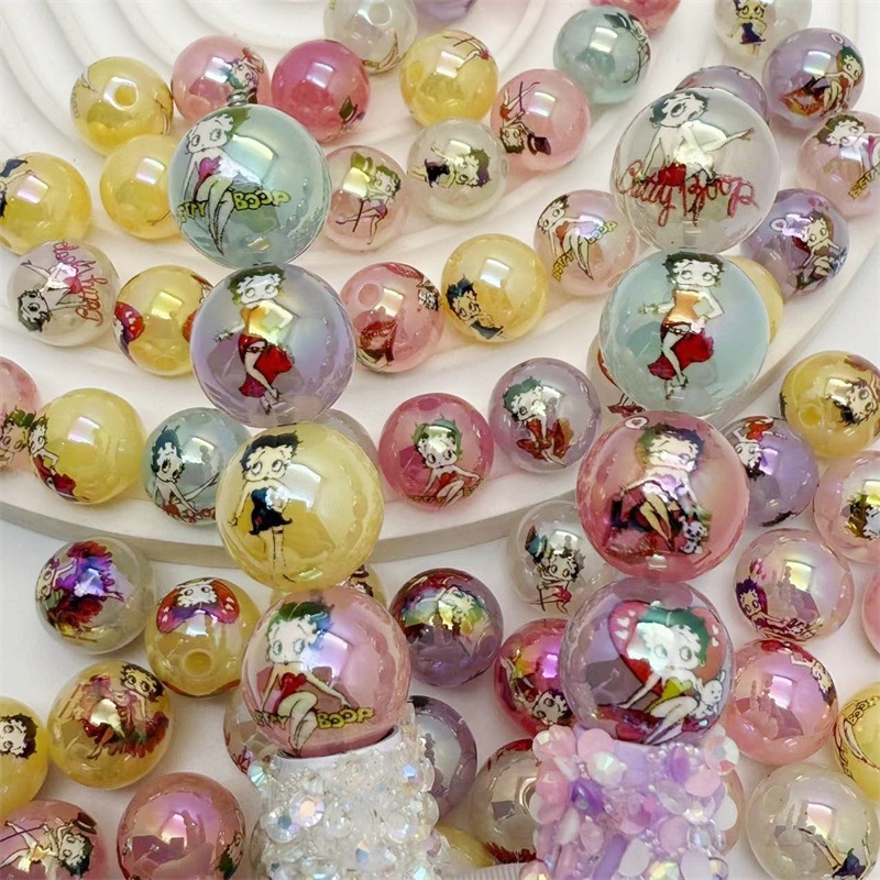 Fashion Cartoon Betty Round Beads DIY Bag Chain Necklace Beaded Pen Phone Chain Earrings Hair Rope Accessories