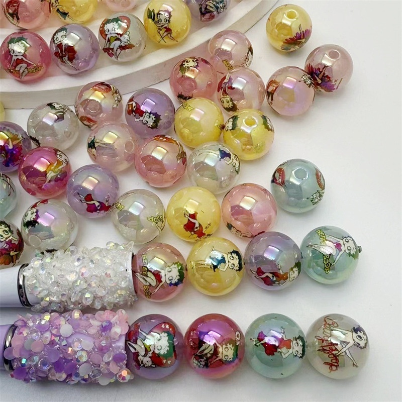 Fashion Cartoon Betty Round Beads DIY Bag Chain Necklace Beaded Pen Phone Chain Earrings Hair Rope Accessories
