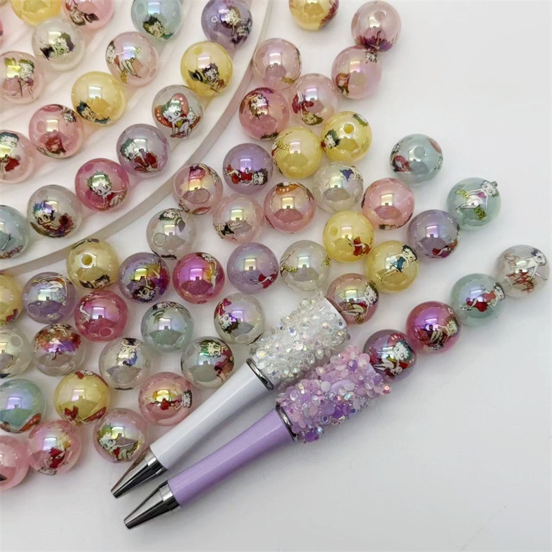 Fashion Cartoon Betty Round Beads DIY Bag Chain Necklace Beaded Pen Phone Chain Earrings Hair Rope Accessories