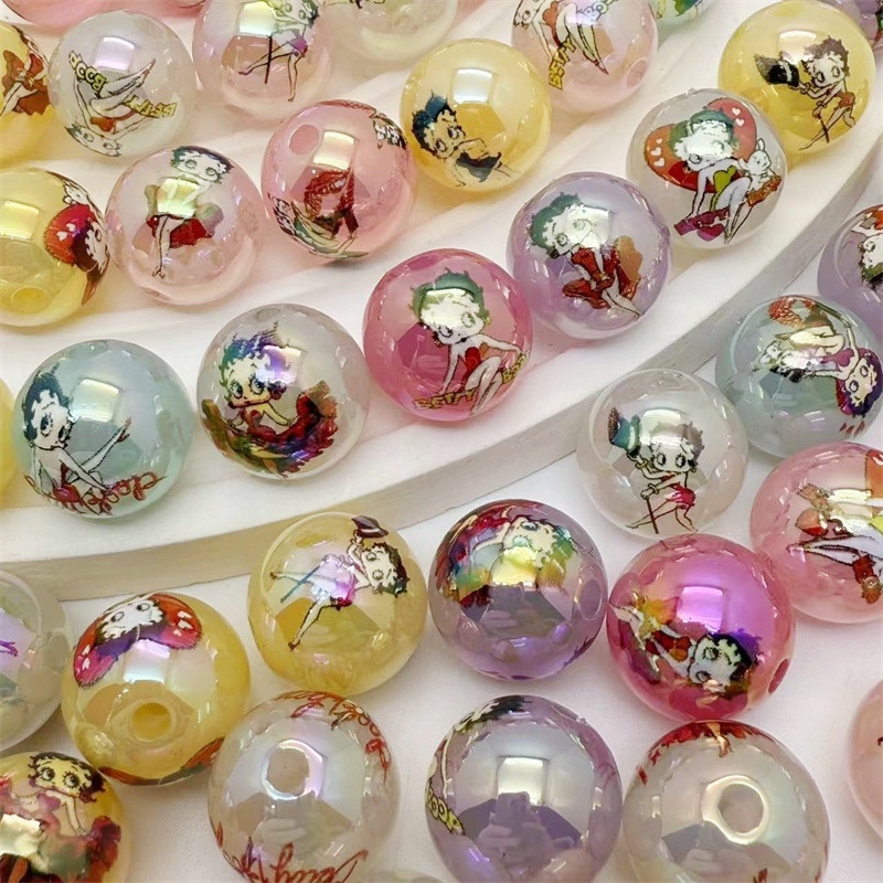 Fashion Cartoon Betty Round Beads DIY Bag Chain Necklace Beaded Pen Phone Chain Earrings Hair Rope Accessories