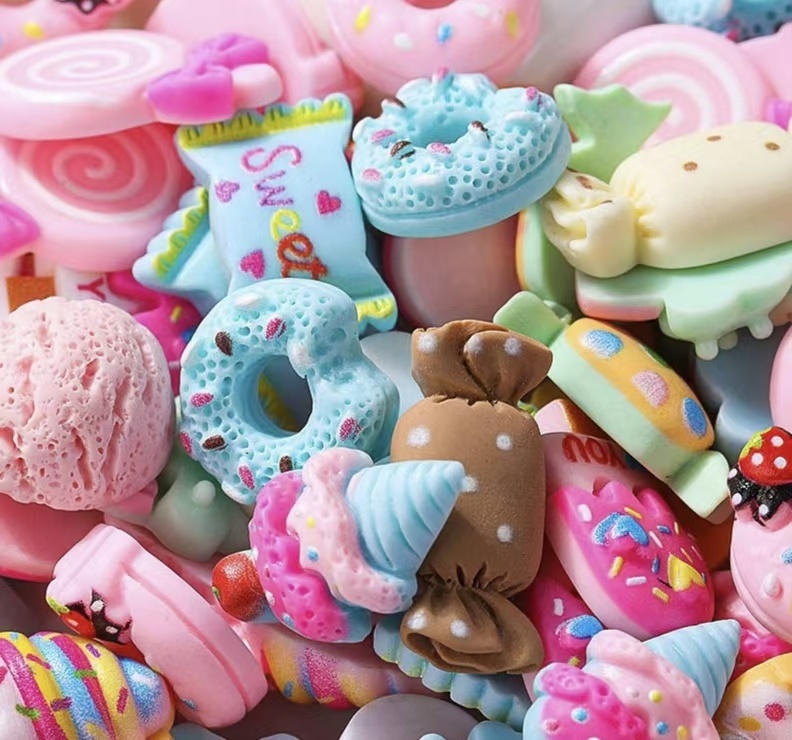 Cartoon Candy Ice Cream Donut Resin Charms DIY Fake Food Kit for Deco Card Craft Accessories