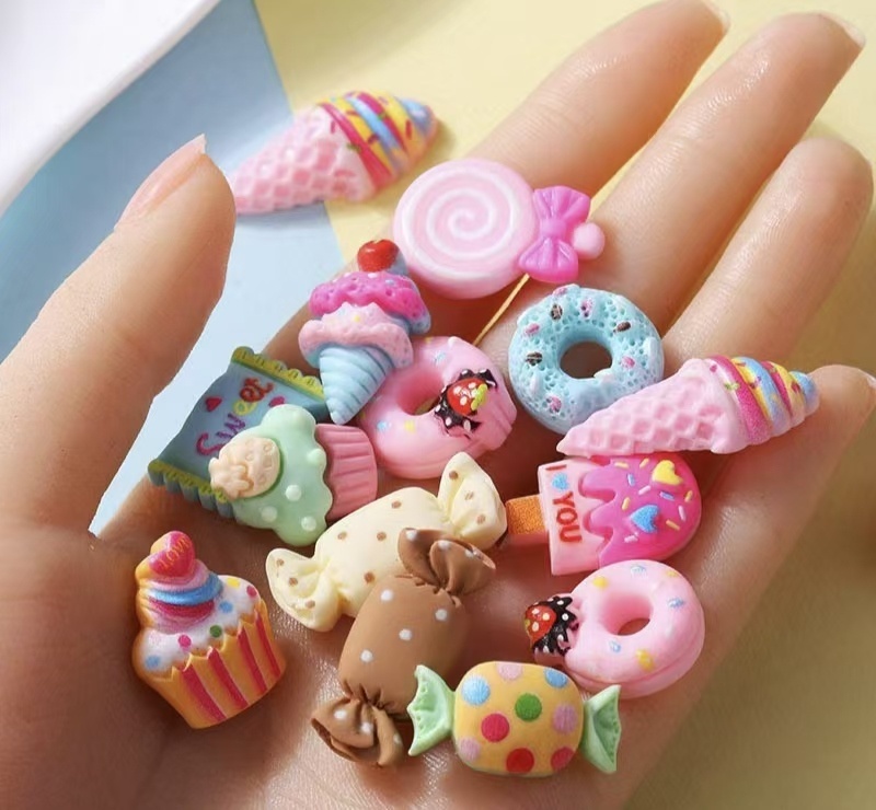 Cartoon Candy Ice Cream Donut Resin Charms DIY Fake Food Kit for Deco Card Craft Accessories