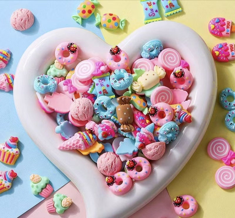 Cartoon Candy Ice Cream Donut Resin Charms DIY Fake Food Kit for Deco Card Craft Accessories