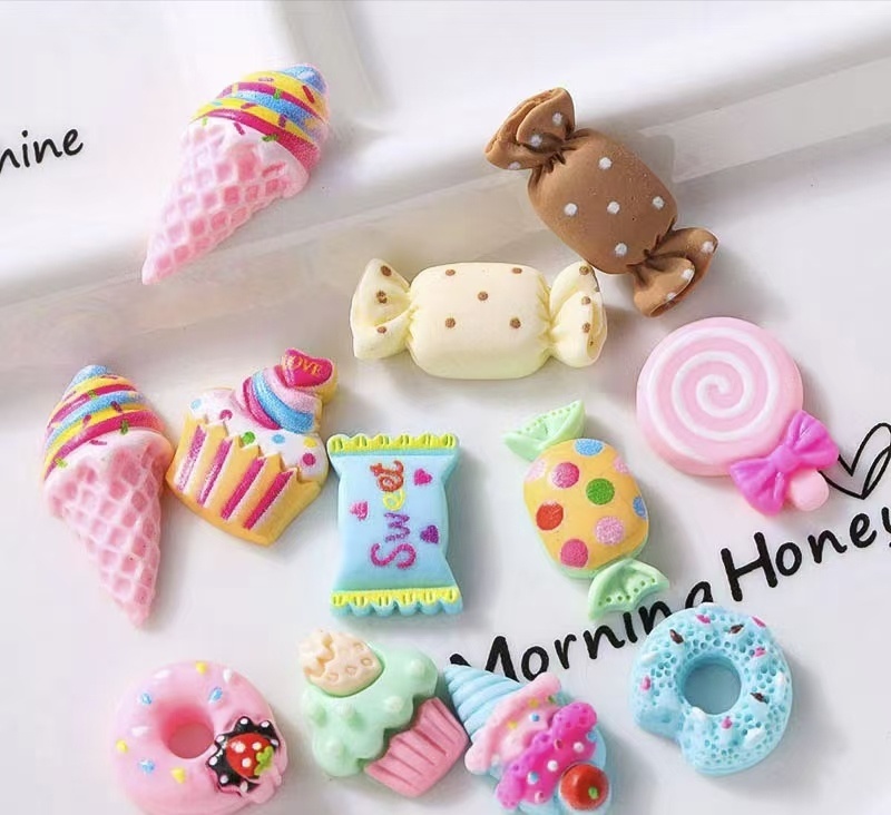 Cartoon Candy Ice Cream Donut Resin Charms DIY Fake Food Kit for Deco Card Craft Accessories