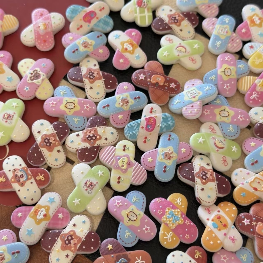 Printed Embossed Cartoon Band-aid Beads DIY Phone Chain Bag Pendant Car Hanging Keychain Accessories