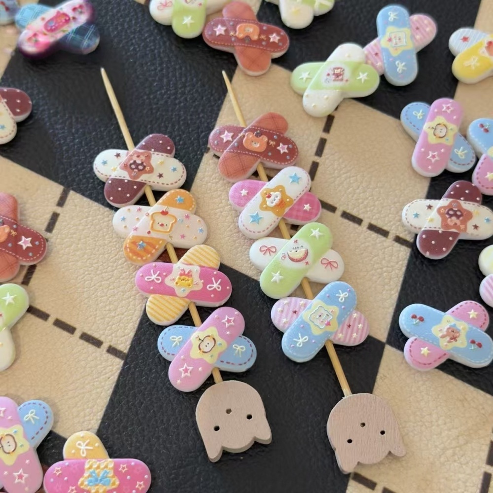 Printed Embossed Cartoon Band-aid Beads DIY Phone Chain Bag Pendant Car Hanging Keychain Accessories