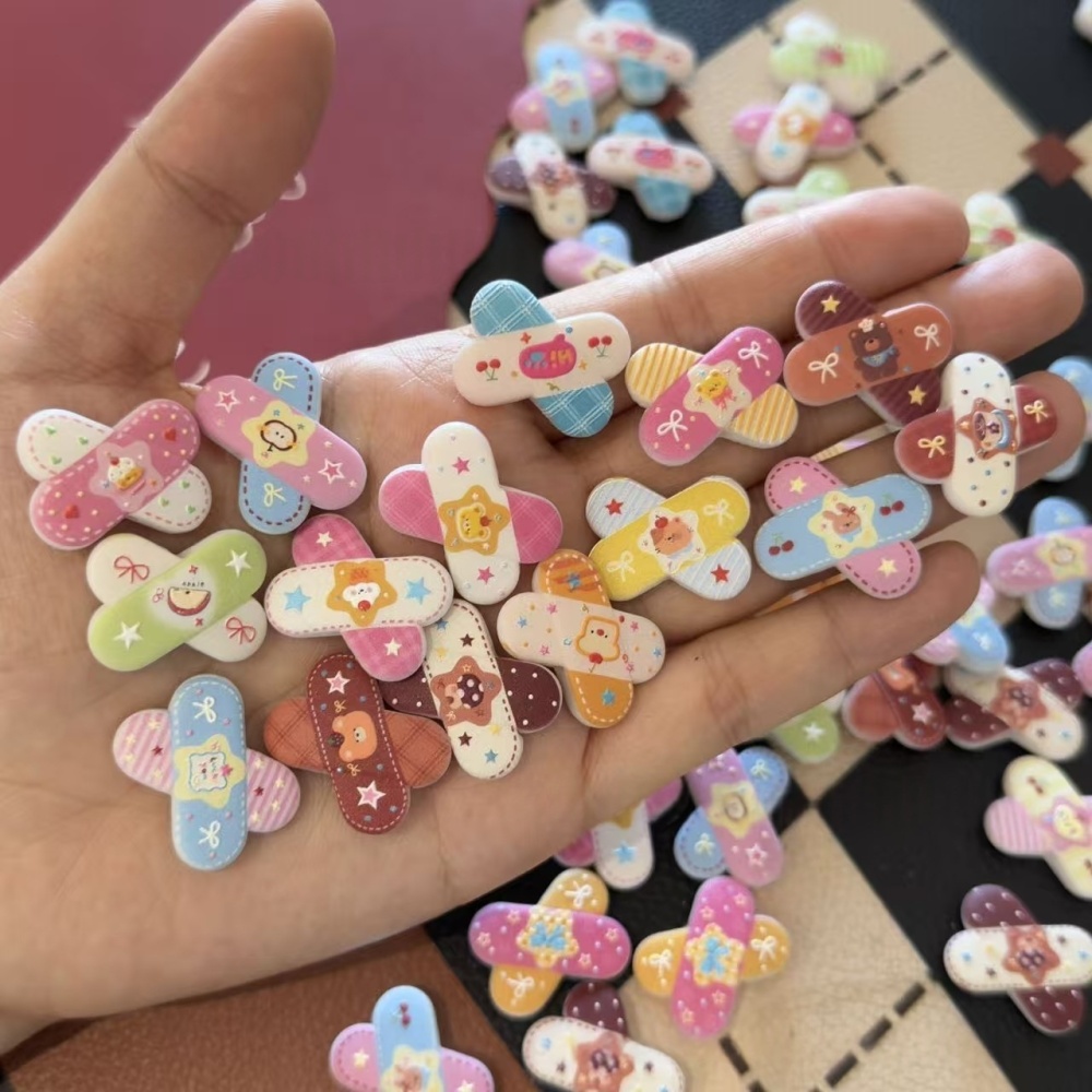Printed Embossed Cartoon Band-aid Beads DIY Phone Chain Bag Pendant Car Hanging Keychain Accessories